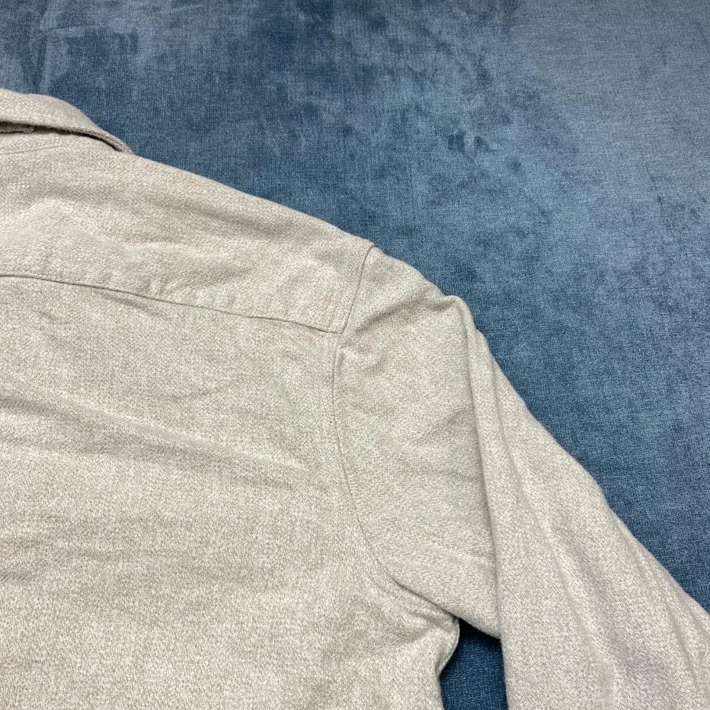 Banana Republic Flannel Shirt Mens Large Cream Cotton Relaxed Fit Button Up